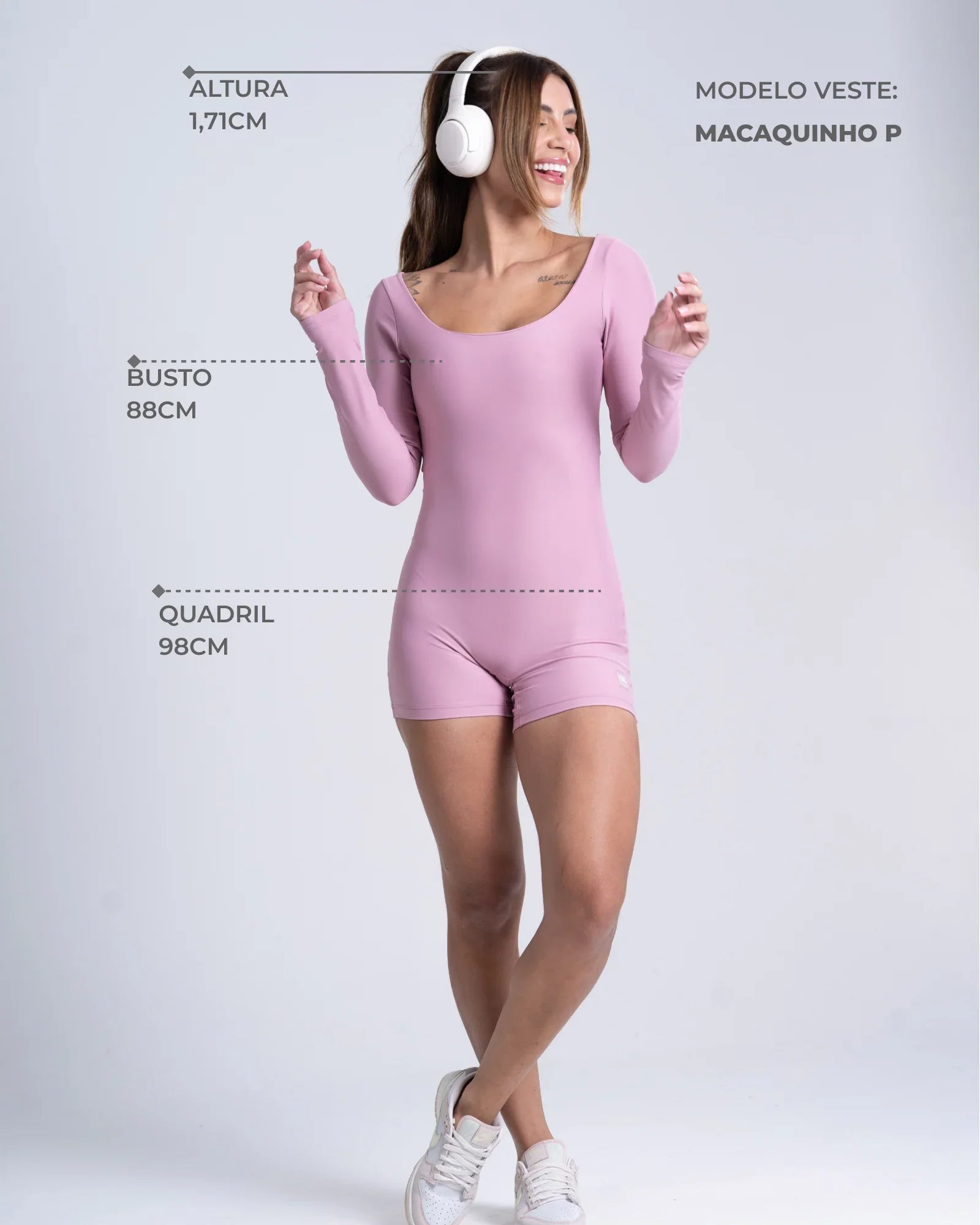 Macaquinho Confort Manga Longa sem costura frontal - Maré Maria moda fitness