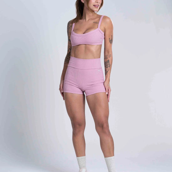 Short Fitness Confort Canelado sem costura frontal - Maré Maria moda fitness