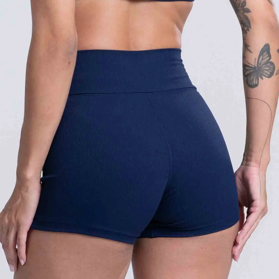 Short Fitness Confort Canelado sem costura frontal - Maré Maria moda fitness