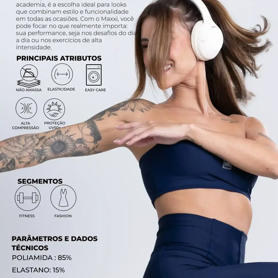 Short Fitness Classic Azul Dark compressão sem empina bumbum - Maré Maria moda fitness