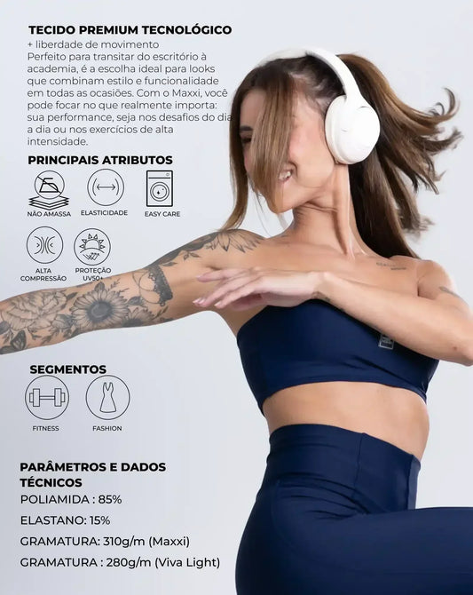 Short Fitness Classic Azul Dark compressão sem empina bumbum - Maré Maria moda fitness