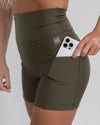 Short Bike Verde Musgo compressão s/ costura frontal