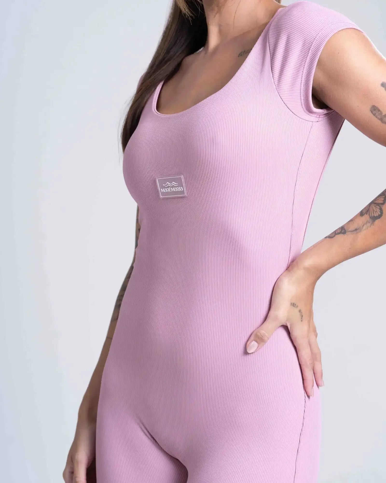 Macacão Wave Canelado sem costura frontal - Maré Maria moda fitness