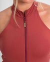 Macaquinho Fitness Zip Fuel Vermelho Carmin compressão