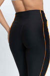 Calça Legging Fitness Active Super Black Com Tangerina