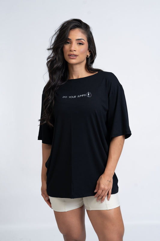 Blusão Fitness Oversized 'Do Your Jumps' Preto