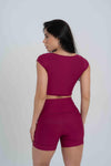 Short Fitness Curve Rouge sem empina bumbum