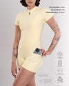Macaquinho Fitness Zip Fuel Com Manga Amarelo Brisa