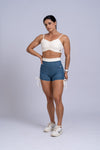 Short Fitness Smile Duo Azul Maré Com Off White