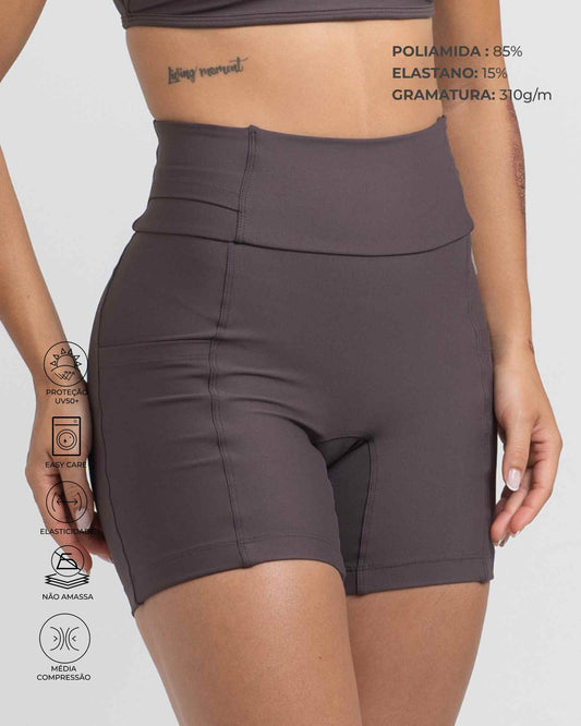 Short Fitness Compressão New Bike Marrom Carbono