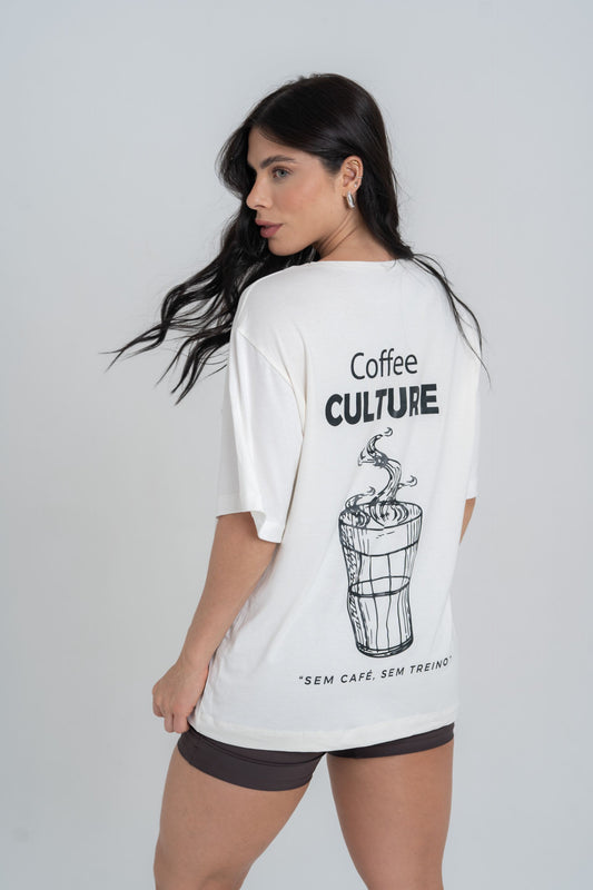 Blusão Fitness Oversized 'Coffee Culture' Off White