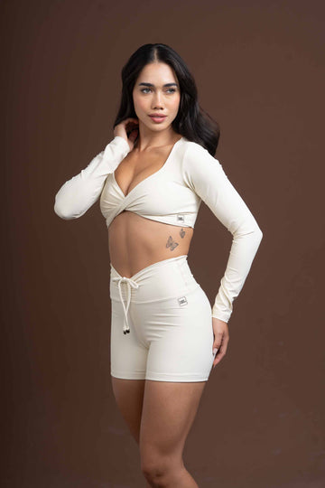 Top Fitness Compressão Manga Longa Infinity Creme