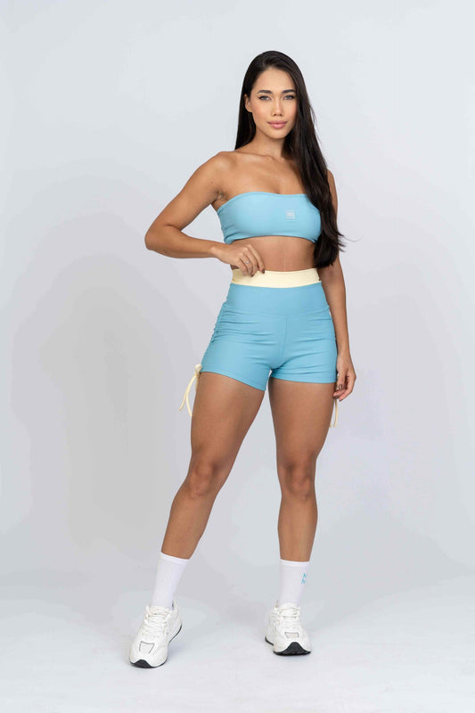 Short Smile Duo Azul céu e Amarelo Brisa