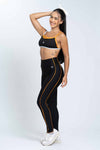 Top Fitness New Front Tricolor Super Black Com Tangerina e Azul Ice