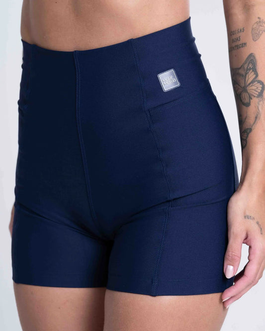 Short Fitness Classic Azul Dark compressão sem empina bumbum - Maré Maria moda fitness