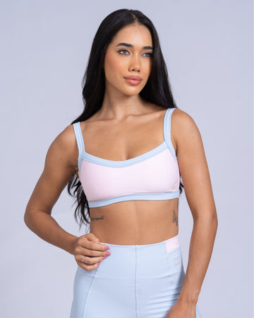 Top Fitness Flow Duo Rosa Blush c/ Azul Ice
