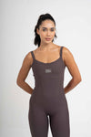 Macacão Fitness Compressão Power Corset Marrom Carbono