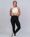 Calça Classic Duo Super Black com Off White Compressão com bolso - Maré Maria moda fitness