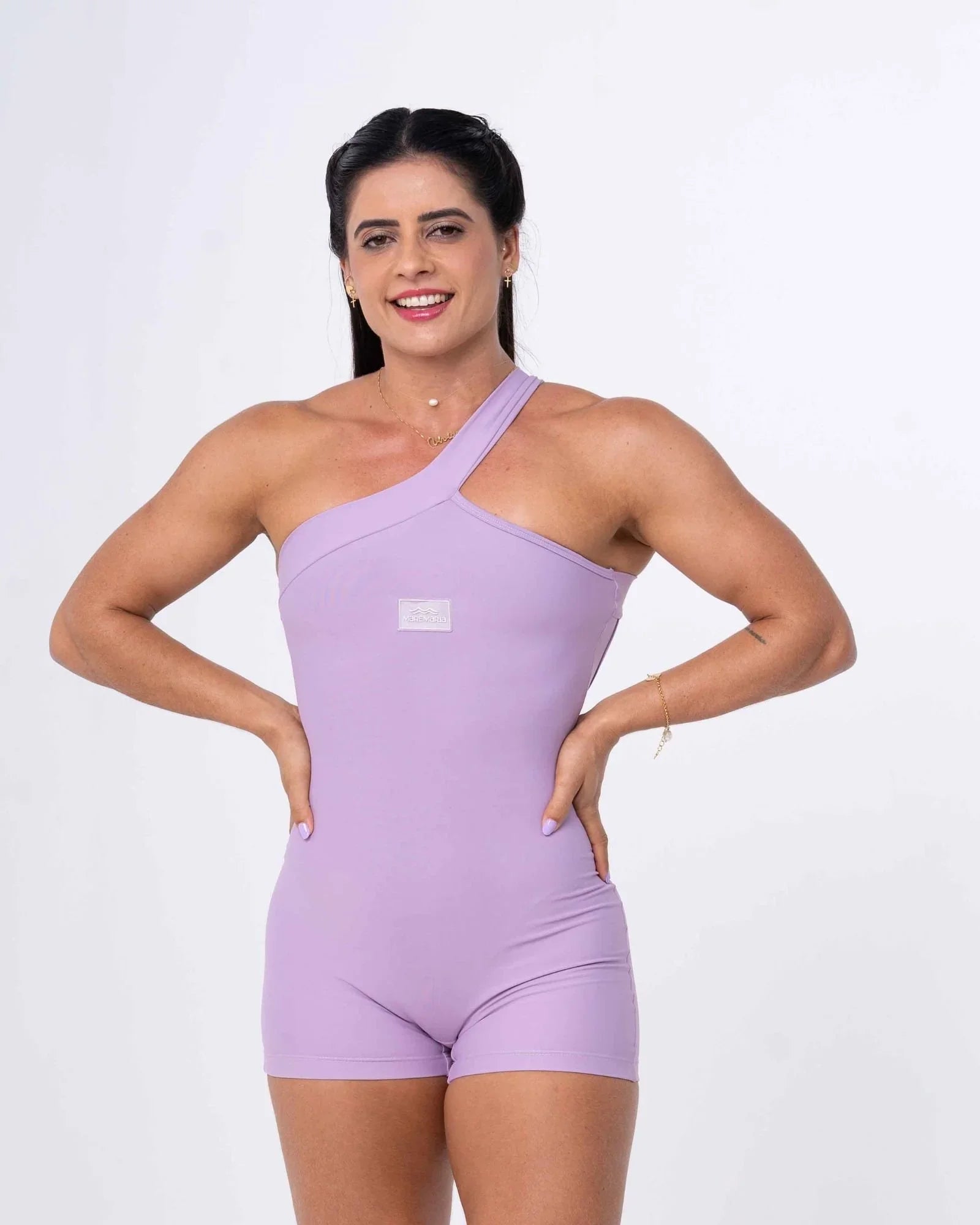 Macaquinho Fitness Vivi Lavanda com compressão - Maré Maria moda fitness