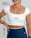 Top Fitness Ana de Manguinha com Bordado Maré Maria