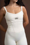 Macacão Fitness Compressão Power Corset Creme