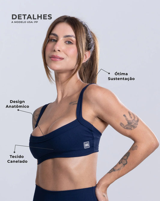Top Fitness Flow Canelado - Maré Maria moda fitness
