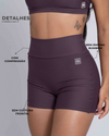 Short Fitness Confort Ameixa Terrosa s/ costura frontal compressão