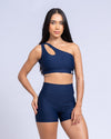 Top Fitness Avenue Azul Dark assimétrico