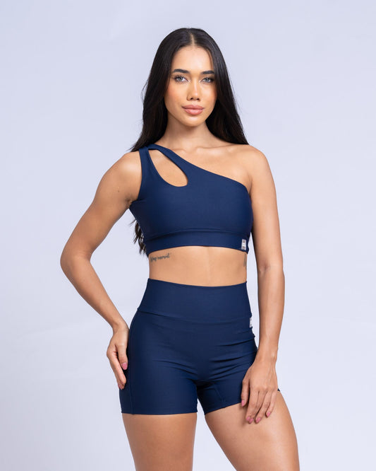 Short Confort sem costura frontal Azul Dark compressão sem empina