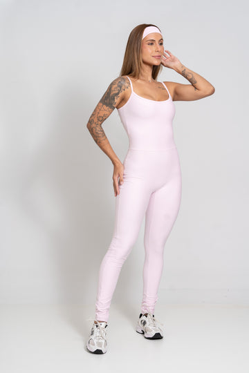 Macacão Fitness Compressão Balance Rosa Blush