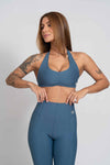 Top Fitness Compressão Frente Única Nala Azul Maré