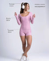 Macaquinho Fitness Manga Longa Confort Rosa Glam
