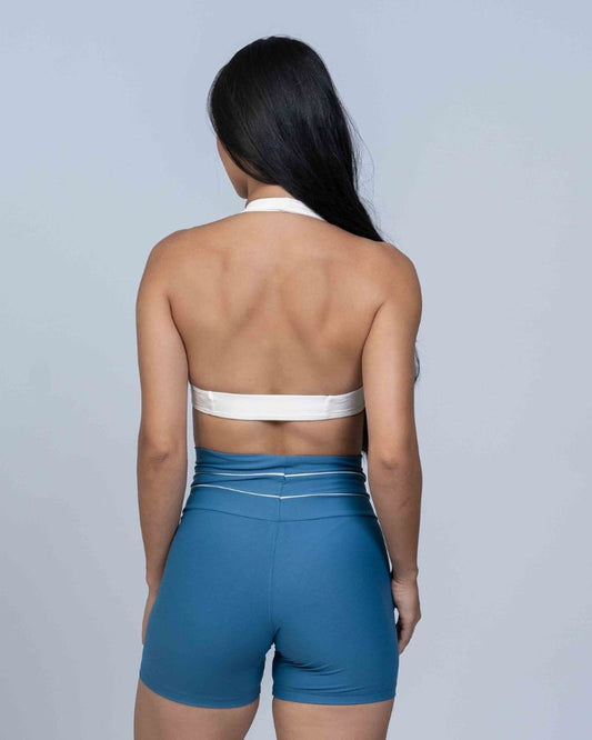 Short Corrida Azul Sereia compressão e Vivo Off White