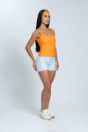 Short Fitness Active Azul Ice Com Tangerina
