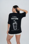 Blusão Fitness Oversized 'Coffee Culture' Preto