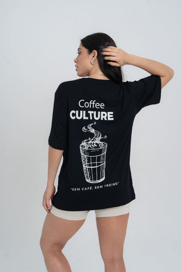 Blusão Fitness Oversized 'Coffee Culture' Preto