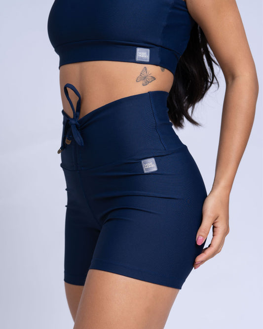 Short Fitness Slim Azul Dark S/ Empina bumbum