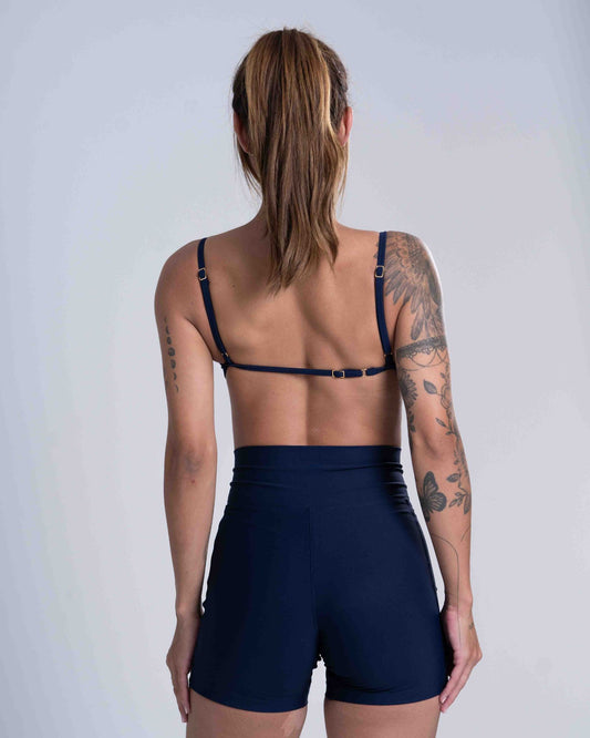 Short Fitness Classic Azul Dark compressão sem empina bumbum