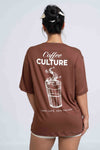 Blusão Fitness Oversized 'Coffee Culture' Marrom