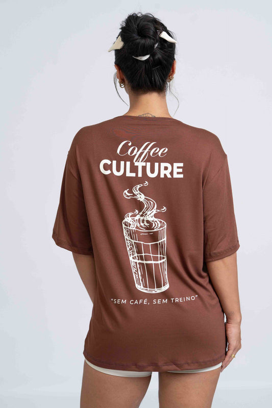 Blusão Fitness Oversized 'Coffee Culture' Marrom