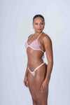 Top Cortininha Fixo Rosa Glam com Off White