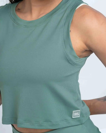 Regata Cropped Moletinho Verde Eucalipto