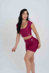 Short Fitness Curve Rouge sem empina bumbum