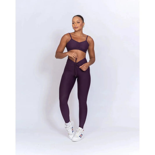 Calça Legging Fitness Slim Blueberry sem Empina bumbum Com Compressão - Maré Maria moda fitness