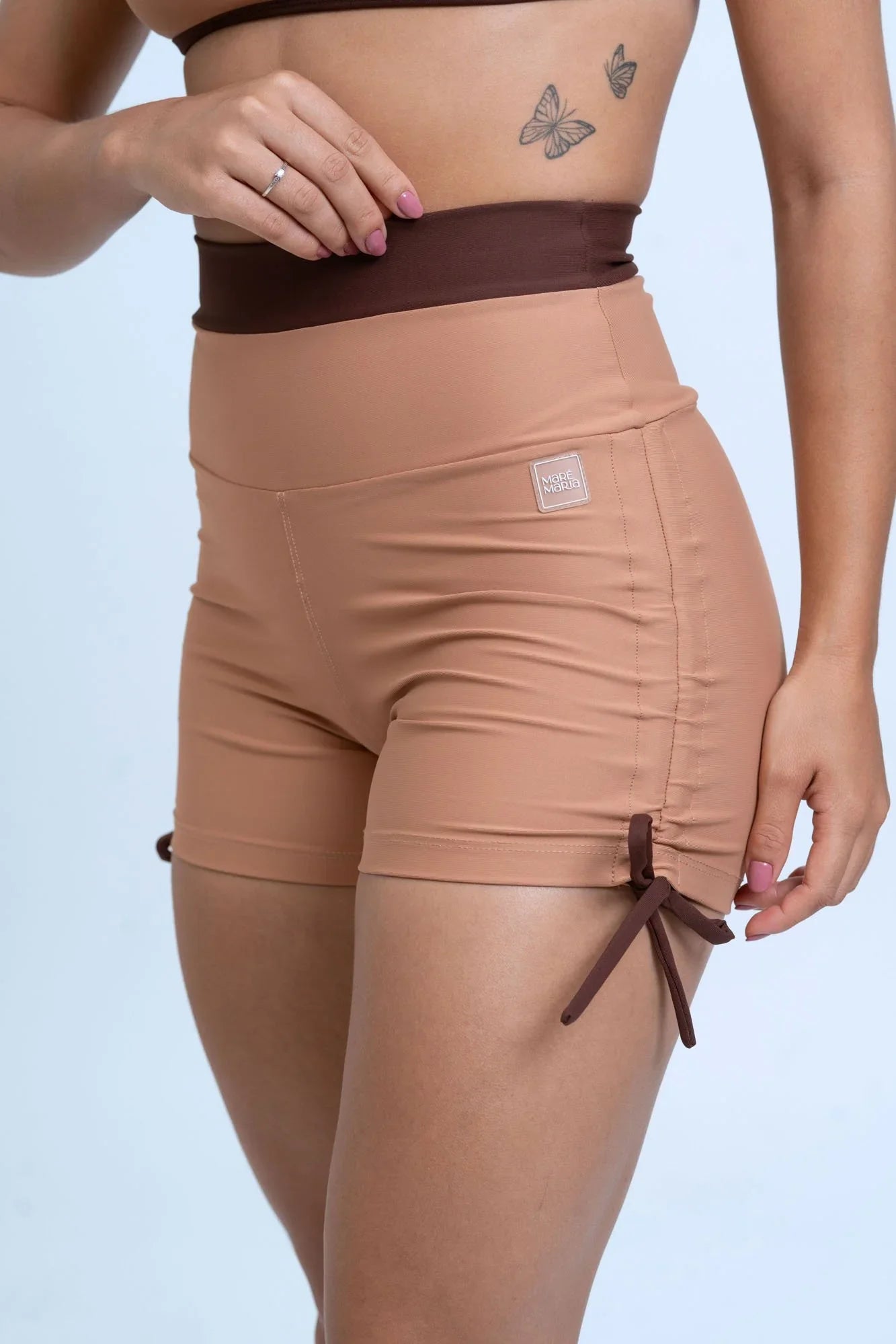 Short Smile Duo Mocha Mousse com Chocolate Dark - Maré Maria moda fitness