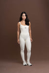 Macacão Fitness Compressão Power Corset Creme
