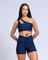Short Fitness Slim Azul Dark S/ Empina bumbum