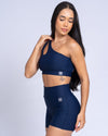 Top Fitness Avenue Azul Dark assimétrico