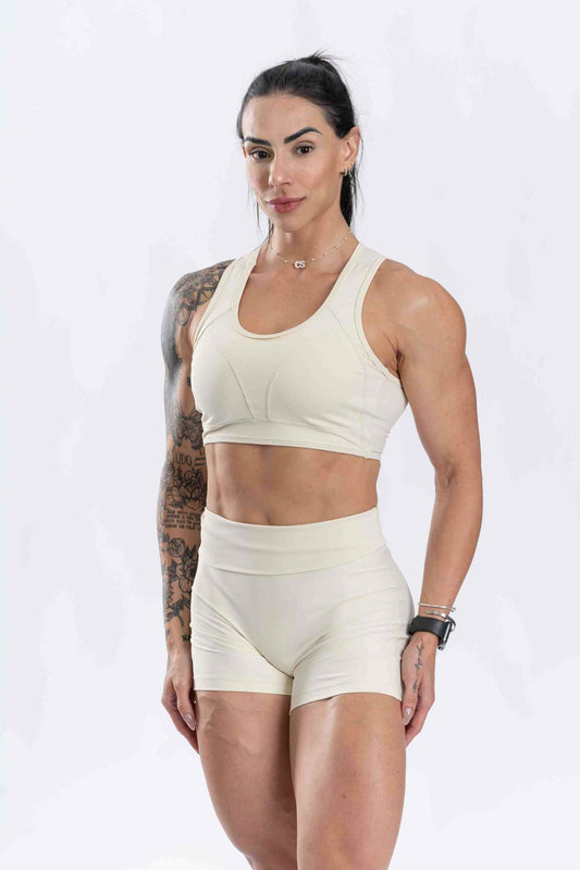 Top Fitness Nadador Recortes Creme