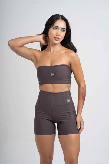 Top Fitness Tomara Que Caia Allure Marrom Carbono